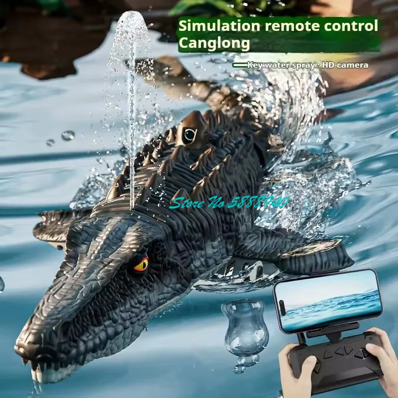 8K HD Camera Spray Water Swimming APP Remote Control Dinosaur Boat 2.4G Off Water Sensing Cool Lighting RC Animal Dinosaur Boat
