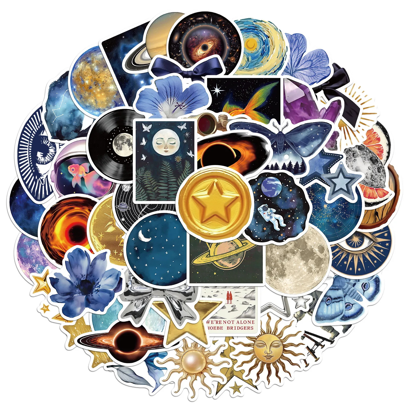 50pcs Universe Planet Art Aesthetics Stickers DIY Phone Guitar Laptop Notebook Suitcase Cup Waterproof Sticker Kids Toys