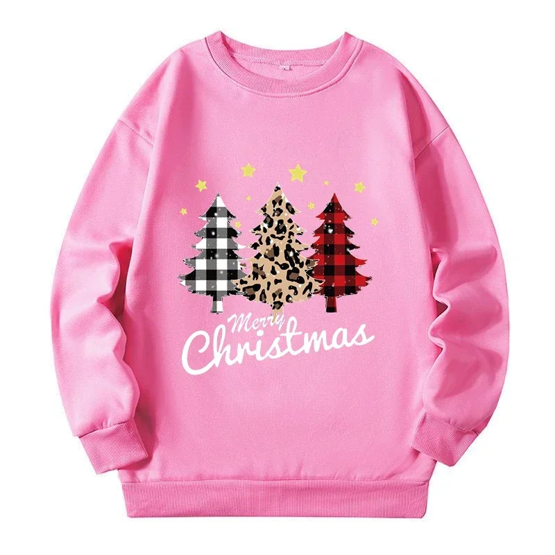 Christmas Tree Print Plus Size Female Sweatshirt Autumn Winter New 2023 Lady Sweatshirts American Fashion Large Size Pullover