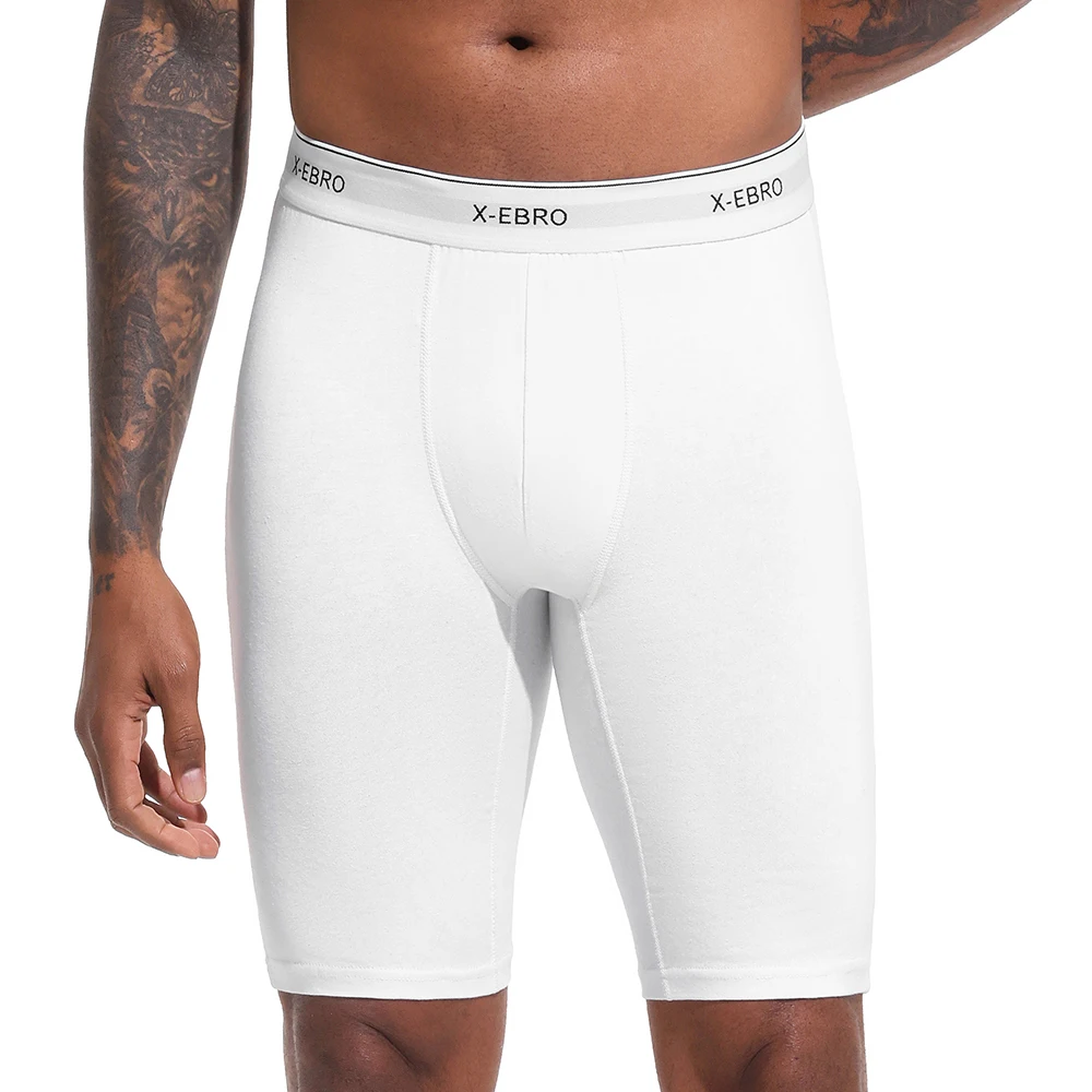 4 unidades de calzoncillos tipo bóxer de algodón blanco para hombre, de pierna larga, ropa interior masculina, bragas de alta calidad, cómodos y con un ajuste perfecto.