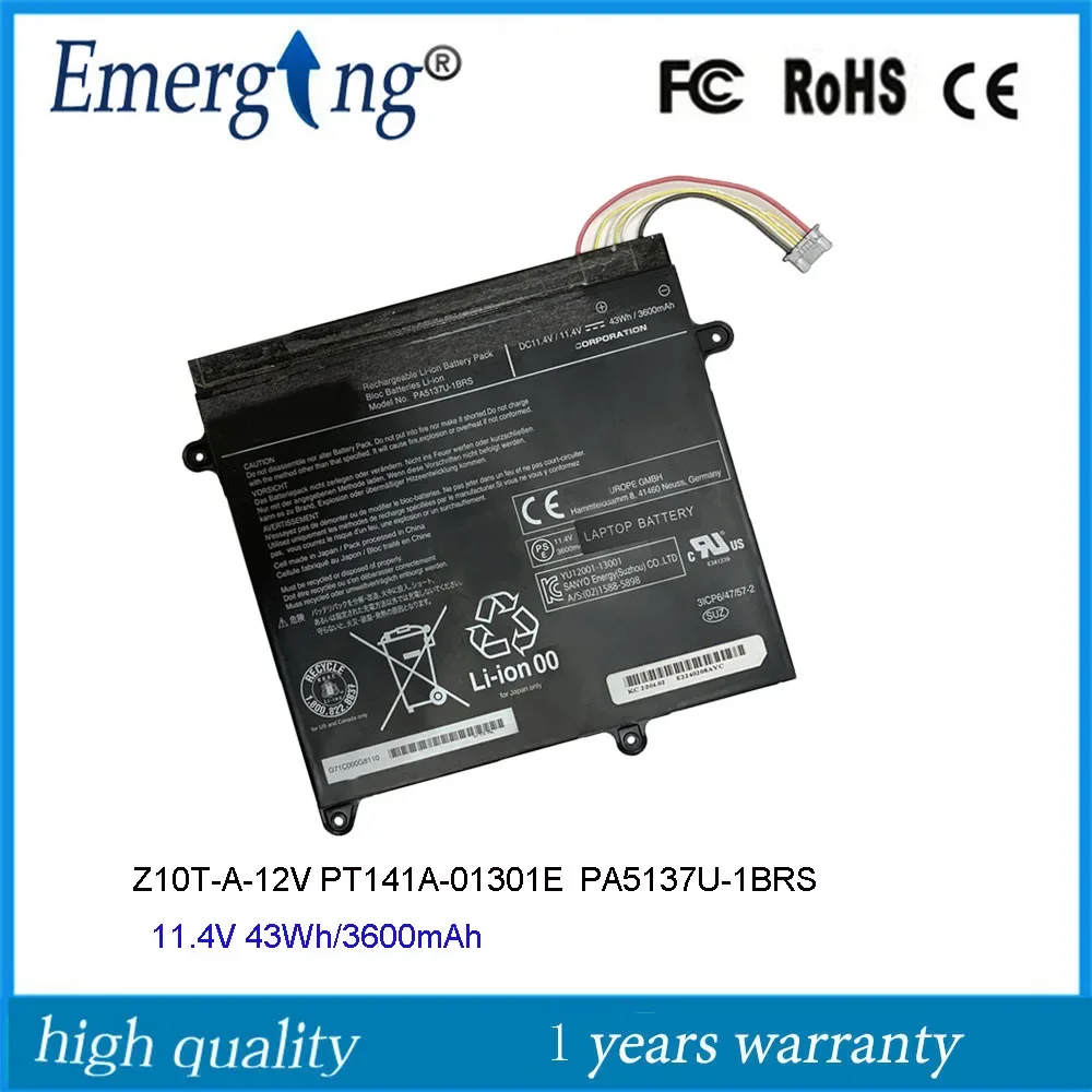 

11.4V 43Wh New Laptop Battery PA5137U for Toshiba Portege Z10T-A-12V PT141A-01301E PA5137U-1BRS