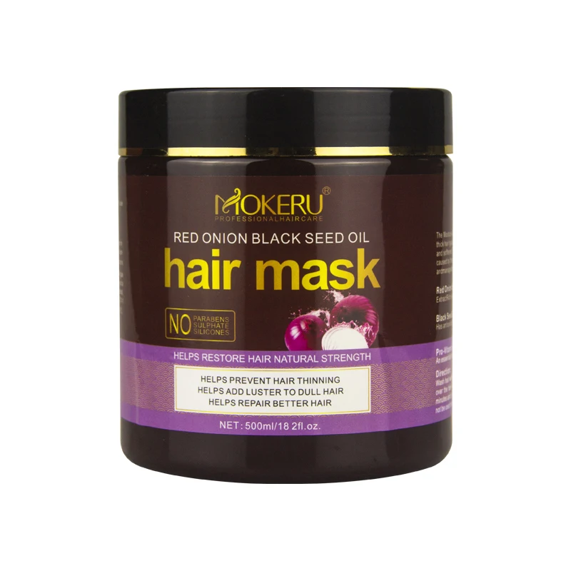 

Mokeru Red onion Hair Mask Daily care at home Hair mask for Women Nourishes the ends repairs damaged hair Prevent dryness 500ml