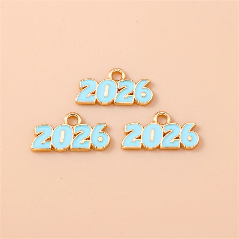 20 Stück 18x9mm Niedliche Emaille-Neujahrs-2026-Zahlen-Anhänger für Schmuckherstellung, Halsketten, Ohrringe, Armbänder, DIY-Bastelbedarf – Detail 7