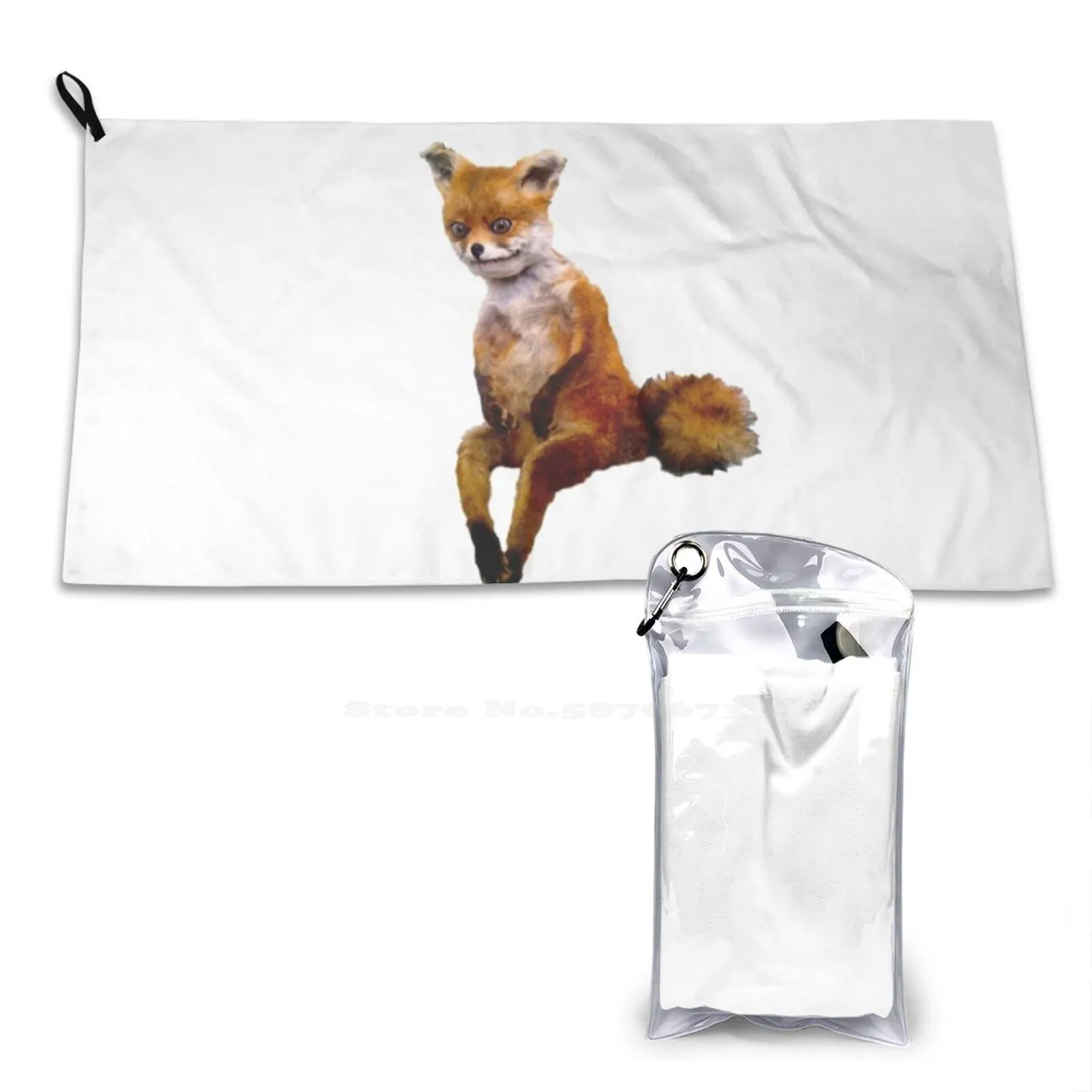 Stoned Fox The Taxidermy Fox Meme Soft Bath Towel Washcloth Outdoor Stoned Fox Meme Funny Taxidermy Adele Animal Cute