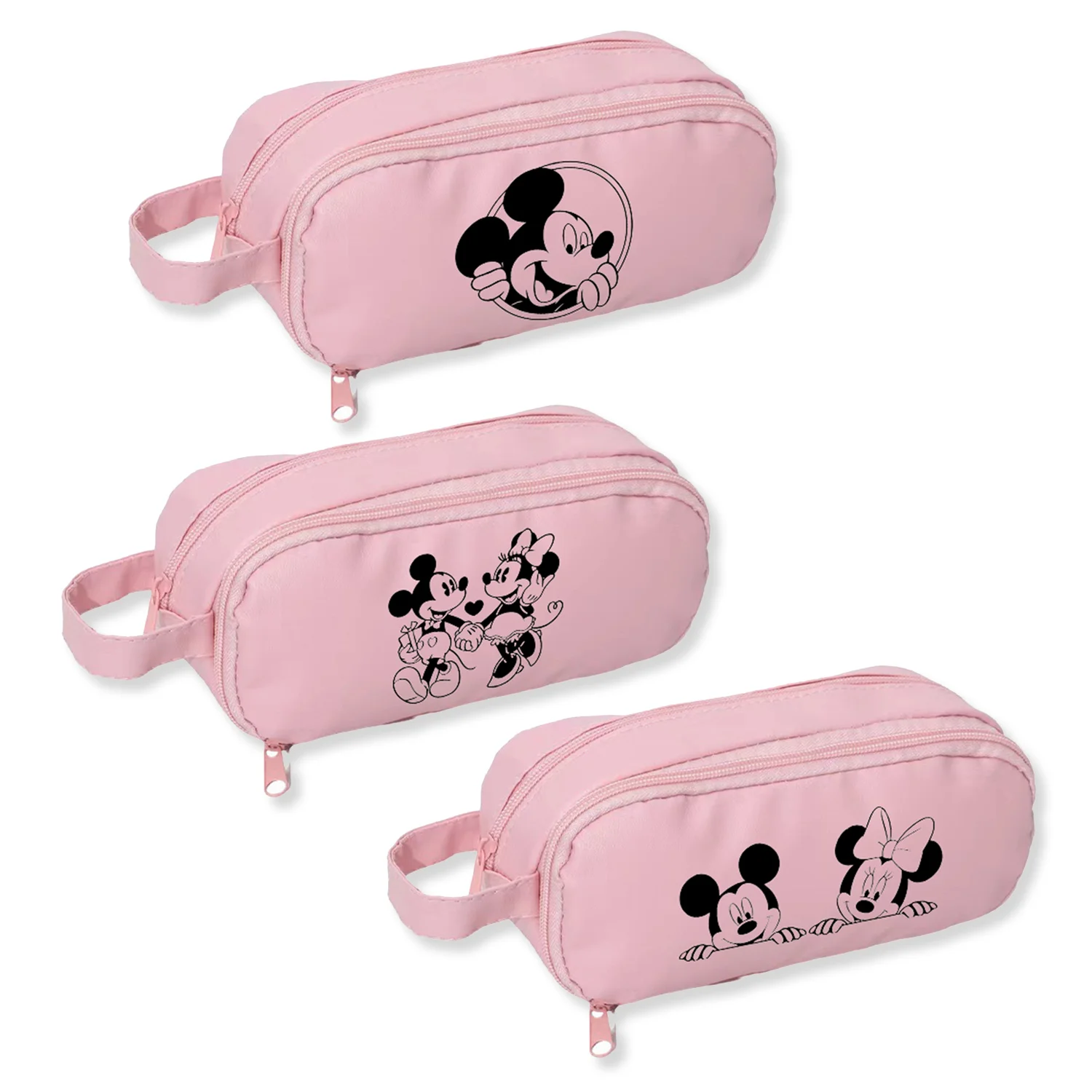 Disney Mickey Minnie Mouse Pencil Bag Student School Supplies Stationery Storage Box Kids Large Pencilcase Cute Girls Pink Gifts