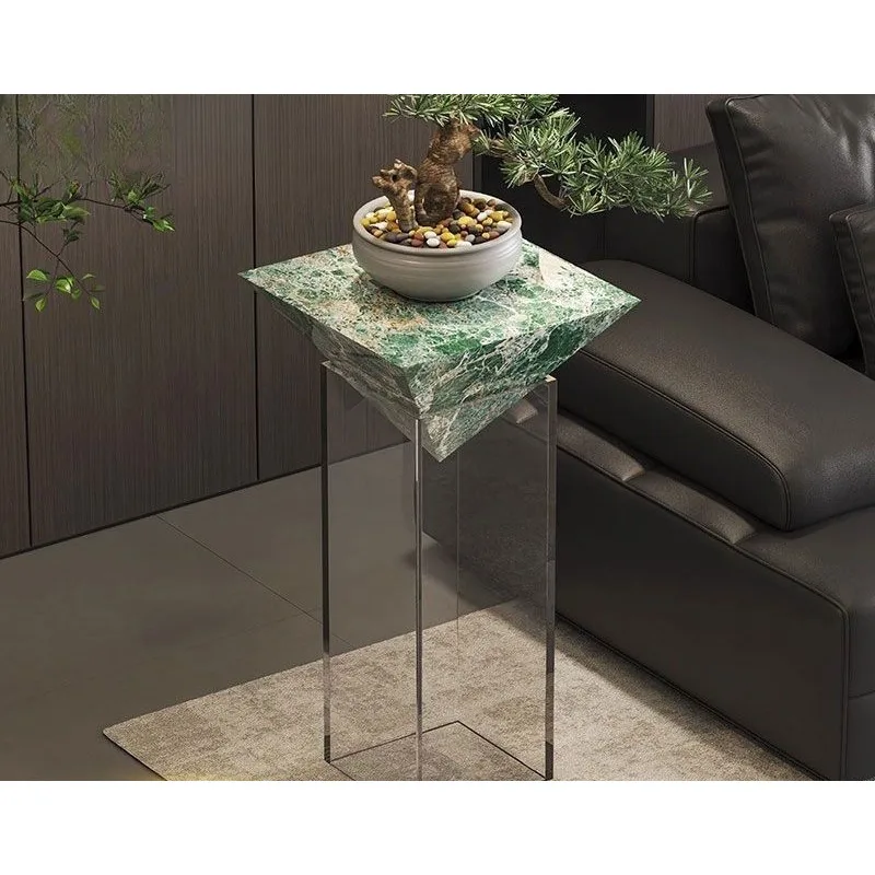 Italian minimalist edge suspension acrylic flower stand, living room light luxury simple high-grade inverted triangular rock