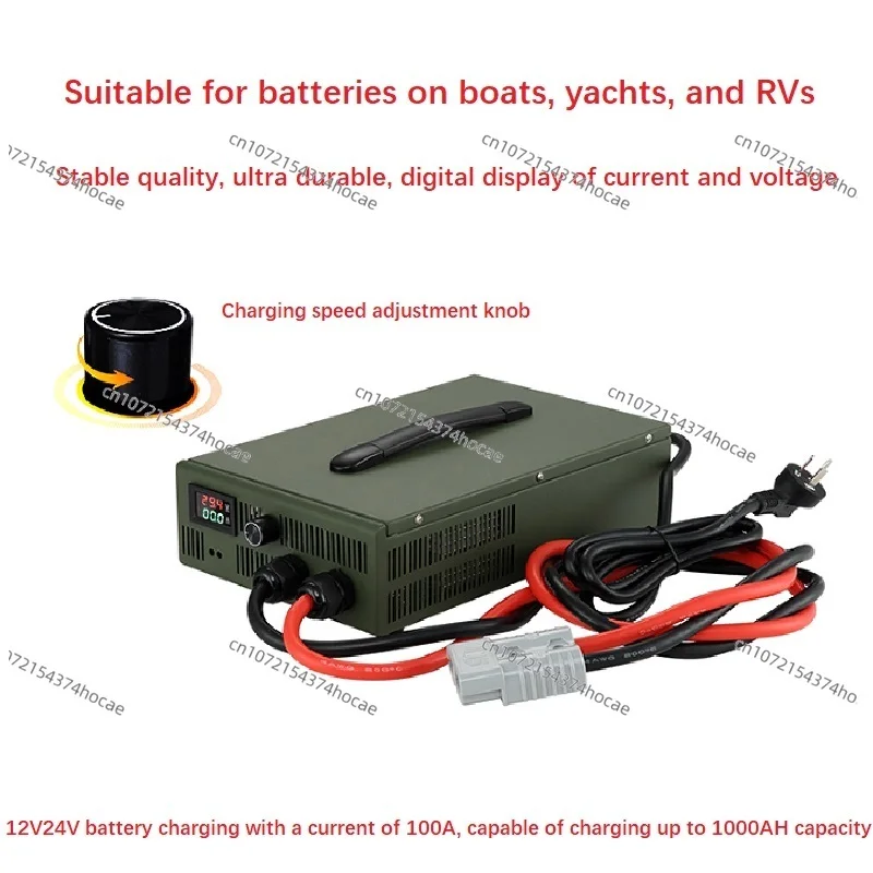 RV lithium battery charger 12V24V100A fast charging 1000A 800A14.6V for lithium iron phosphate/lead-acid use