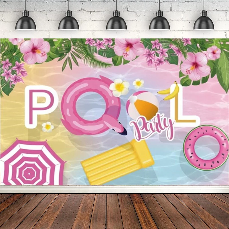 

Summer Pool Party Photography Backdrop Kids Birthday Party Decoration Photocall Background Poster Photo Studio Banner