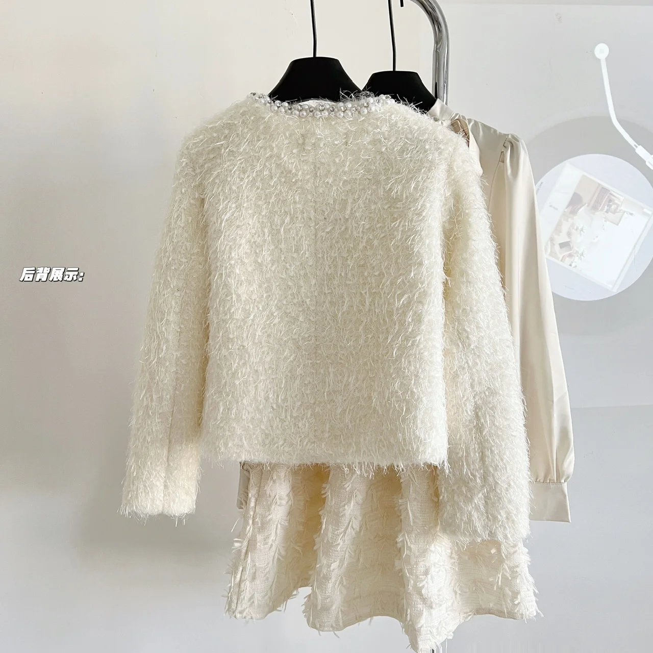 Winter Sweet Pearl Neck White Wool Fragrant Coat Women\'s Short High Quality Jackets