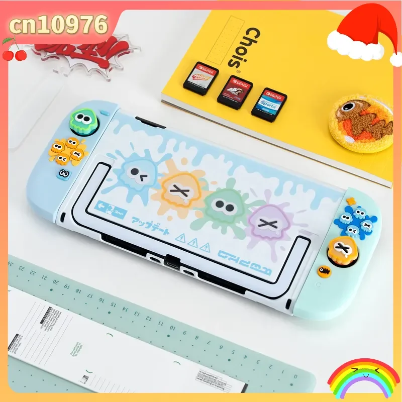 

Original Splatoon Themed Silicone Protective Case For Switch Oled Ns Switch 2 With Cute 3d Thumb Grip Caps For Gamers Hot Sell