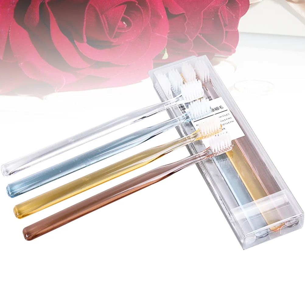 8 قطعة فرشاة أسنان ذات شعيرات ناعمة كريستال مقبض بلاستيكي شفاف قبضة مريحة طويلة للسفر المنزل استخدام مجموعة فرشاة الأسنان الكبار #5