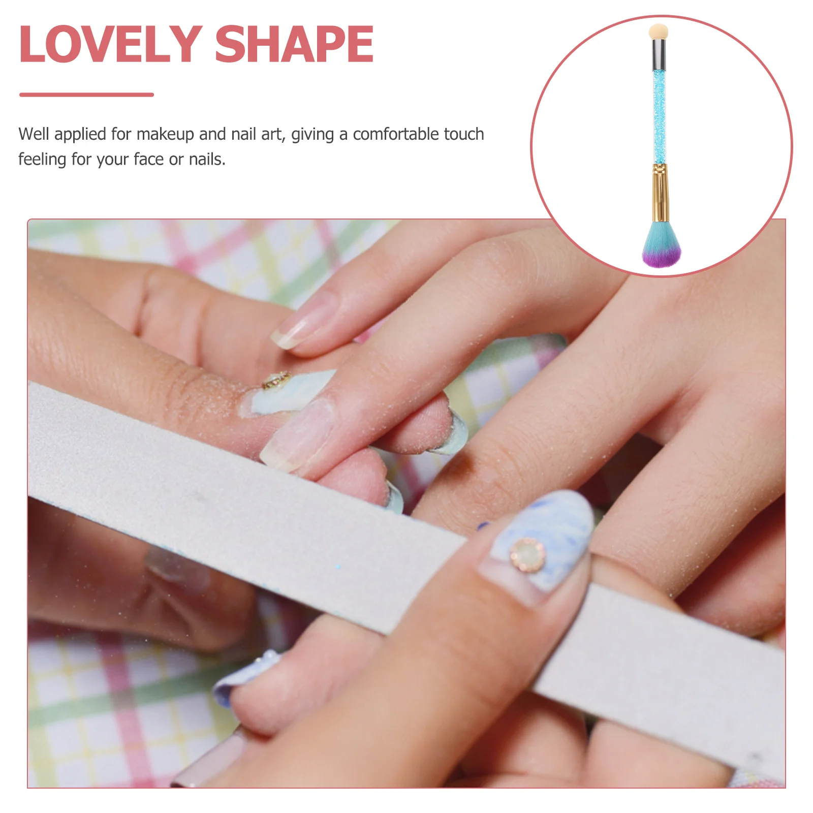 1 قطعة مزدوجة رئيس مسمار فرشاة فنية مزيل لنصائح الاكريليك مانيكير أداة لينة الخشن أحمر الخدود مسحوق ماكياج التطبيق #3