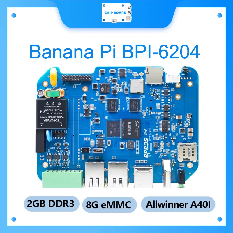 Banana Pi BPI-6204 SBC Industrial Allwinner A40I Cortex-A7 2G DDR3 8G eMMC 4xRS485 RS232 CAN Terintegrasi