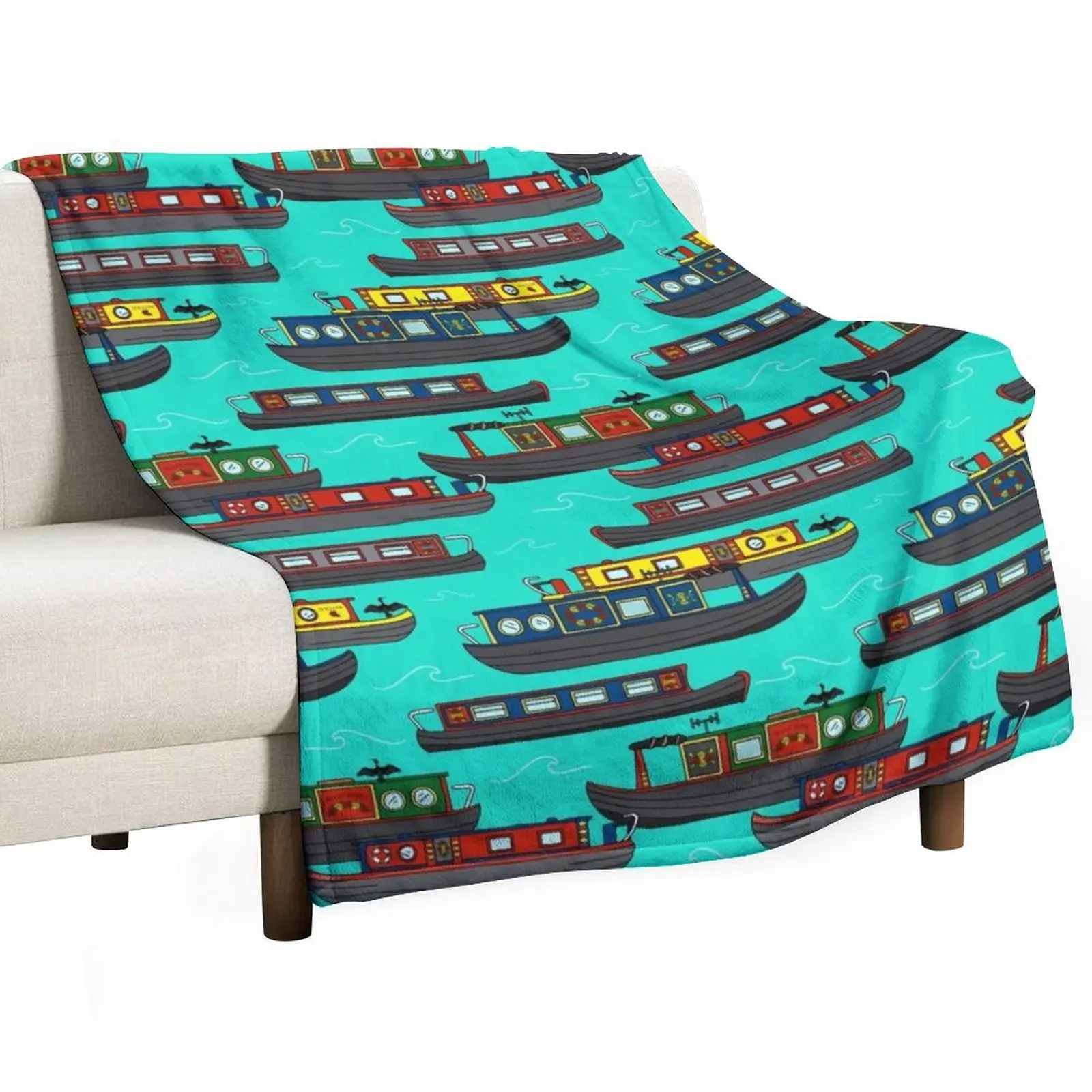 Canal Narrowboats and Barges on the Water Throw Blanket Bed covers Thermal manga Blankets