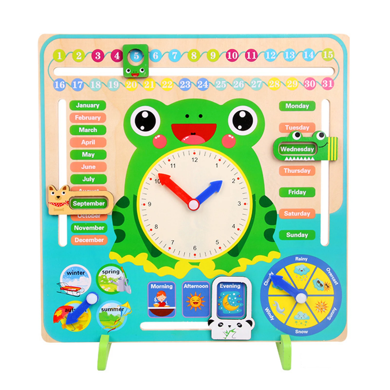 Horloge d'enseignement en bois 7 en 1, jouet éducatif préscolaire, cadeaux pour enfants garçons et filles