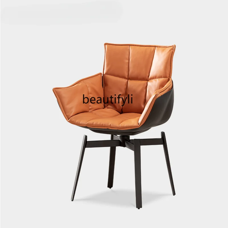 

Light Luxury Rotating Leisure Chair Couch Balcony Leather Armchair Modern Single Sofa