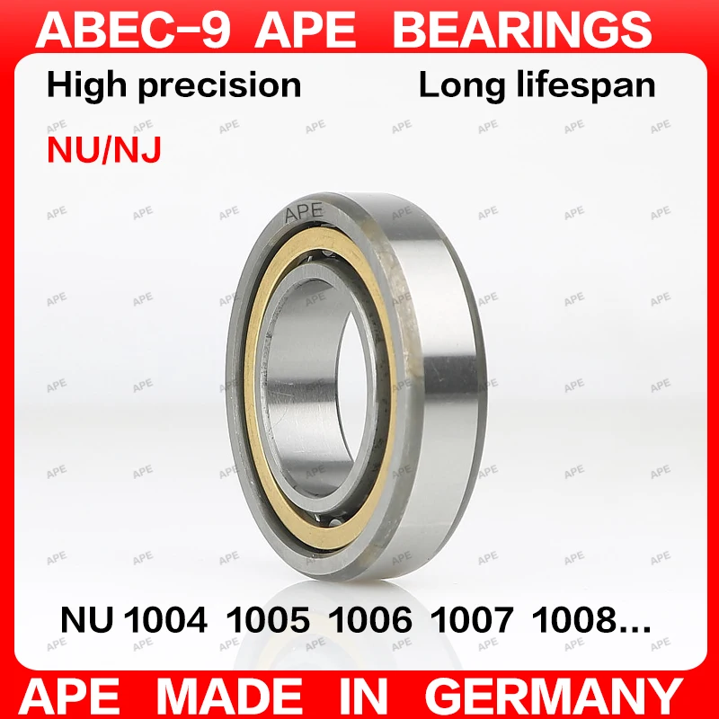 1pcs ABEC-9 APE Bearing NU1005 NU1006 NU1007 NU1008 NU1009 NU1010 NU1012 E M EM ECM C3 Cylindrical roller bearings