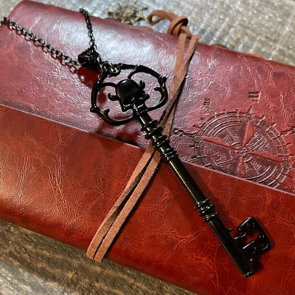 Vintage Mystery Skull Key Charm Necklace For Woman Man Hell Gate Key Fashion Gothic Jewelry Gift Silver Color Wizard Accessories - view 3