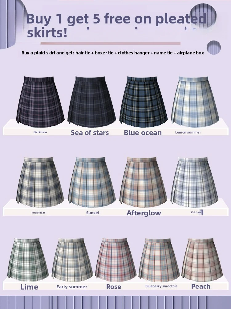Squirrel-shaped pillsjkPlaid skirt with gold and silver thread, high-waisted, Japanese-style, pleated half skirt, original desig