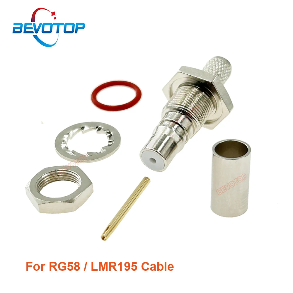 

10PCS/LOT BEVOTOP LMR195 RG58 QMA Female Waterproof Bulkhead Jack 50 Ohm 50-3 QMA Connector QMAK-3 for RG-58 LMR-195 Cable