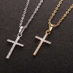 Elegant Party Gift Alloy Diamond Choker Rhinestone Cross Necklaces Women Necklaces Clavicle Chains Korean Style