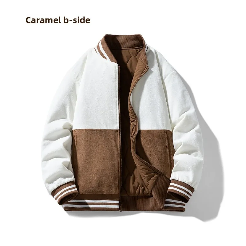 

Winter Thickened Casual Warm Jacket Double-sided Wearable Fashionable Loose Cotton-padded Jacket for Men Baseball Collar Jacket