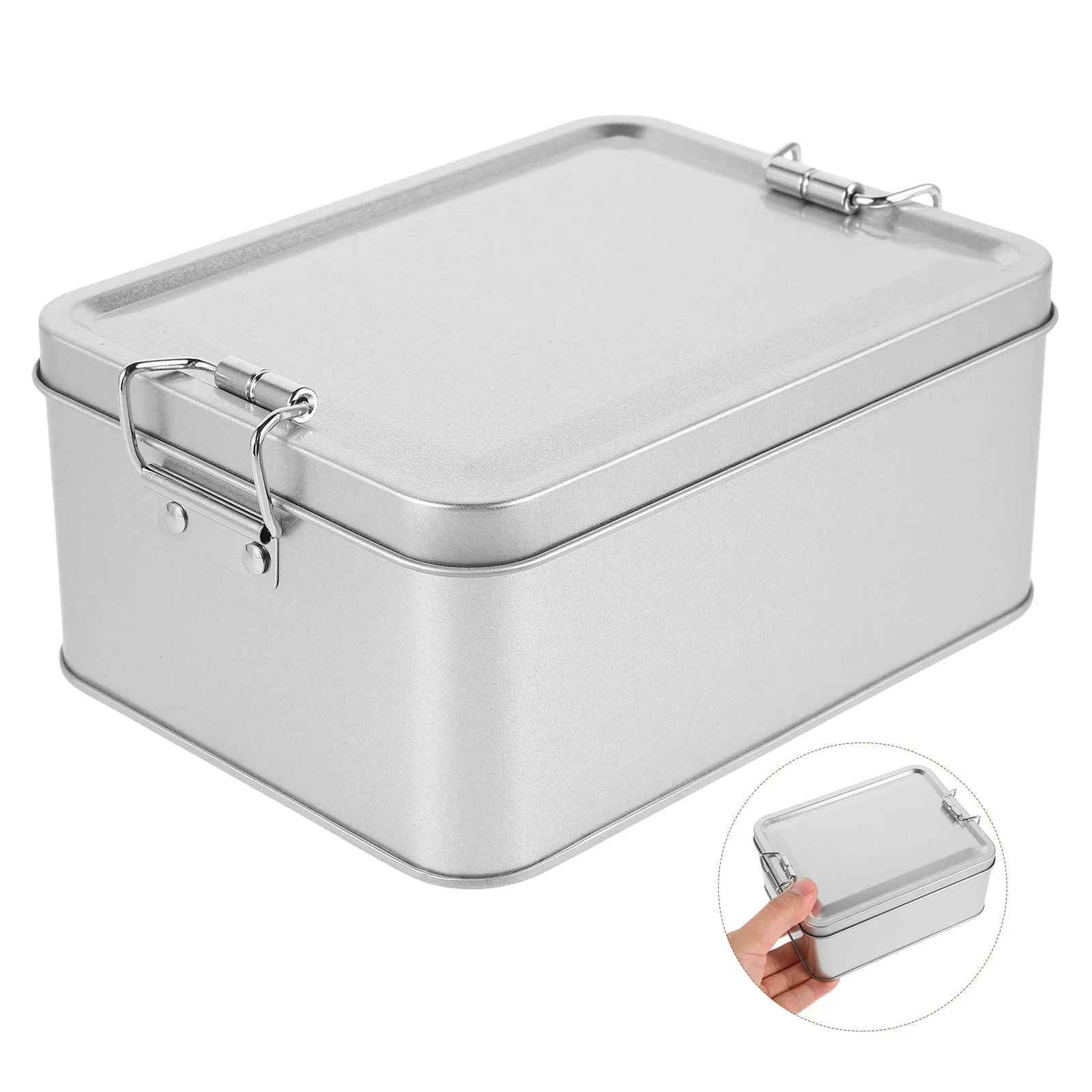 

Tin Tinplate Biscuit Box Food Containers with Lids Metal Storage Silver Cookie Tins Gift