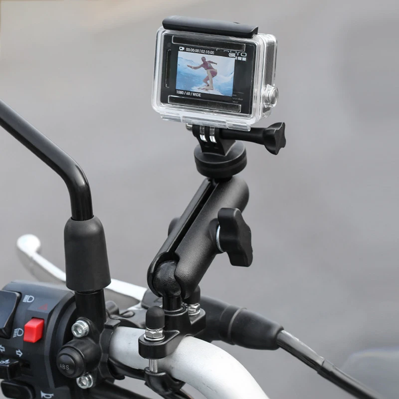 360° Motorcycle Bike Holder Handlebar Mount Bracket 1/4 Metal Stand For GoPro Hero 12 11 10 9 8 7 Insta360 X2 X3 DJI Osmo Action