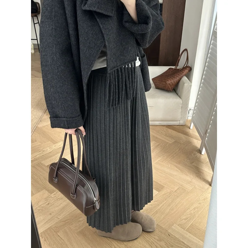 

Skirts Women Mid Length Skirt A Line Elastic Waist Slim Fit Pleated Casual Elegant Splice Y2k Streetwear Work 2026 Spring