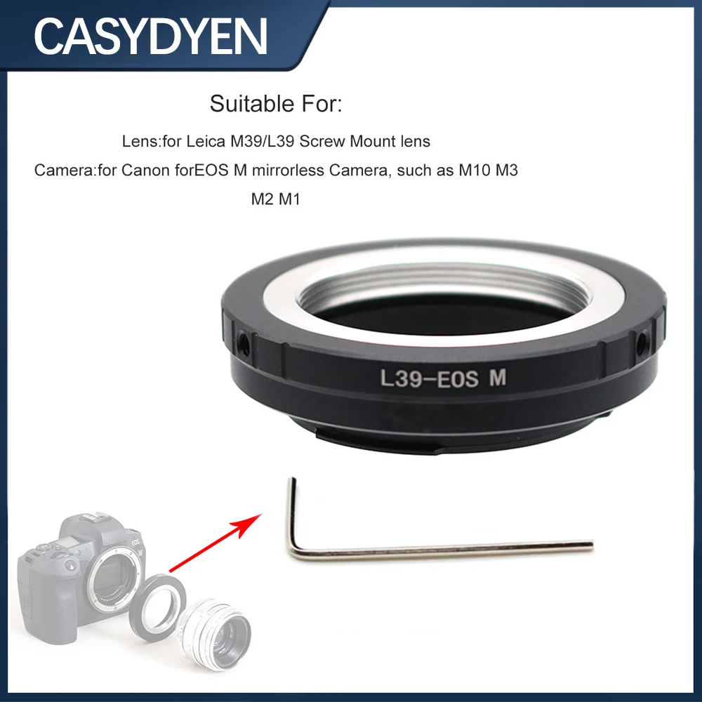 M39-EOS M Lens Adapter Ring For L39 M39 39mm Screw Mount Lens To For Canon EOS-M Camera EF-M Mirrorless Camera