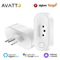 AVATTO Brazil 16A/20A ZigBee Smart Plug with Power Monitor,Tuya Smart Life APP Smart Socket Outlets Works for Google Home,Alexa