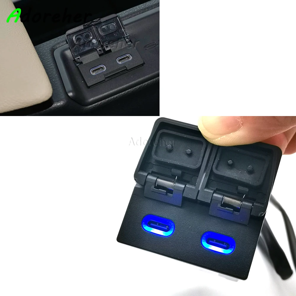 Cargador rápido para coche de 45W + 45W, adaptador de corriente con doble salida de carga tipo C PD para Sienna Highlander RAV4 2018-2022
