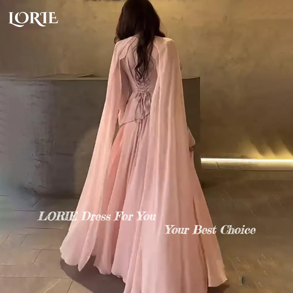 LORIE فستان سهرة عربي بياقة عالية ترتر لامع طول الأرض وأكمام طويلة حورية البحر فساتين لحضور الحفلات الموسيقية ثنيات للحفلات مخصصة