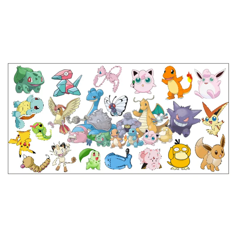 New Pokemon Cartoon Animation Wall Sticker Pikachu 3D Sticker Children's Room PVC Decorative Pokémon Wall Painting