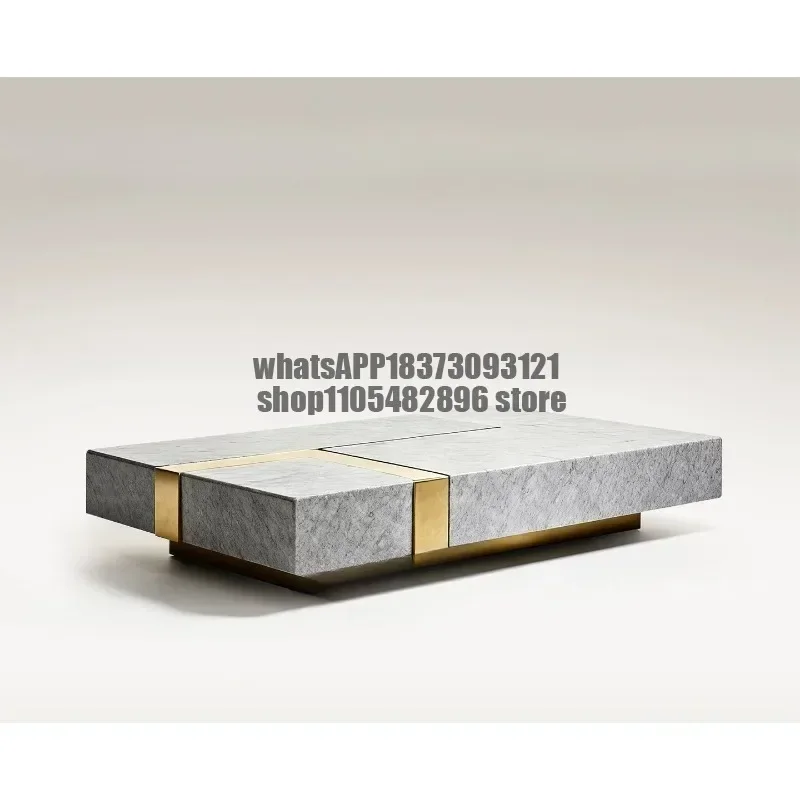 Italian minimalist natural marble coffee table designer light luxury rectangular square luxury stone suspended villa  table