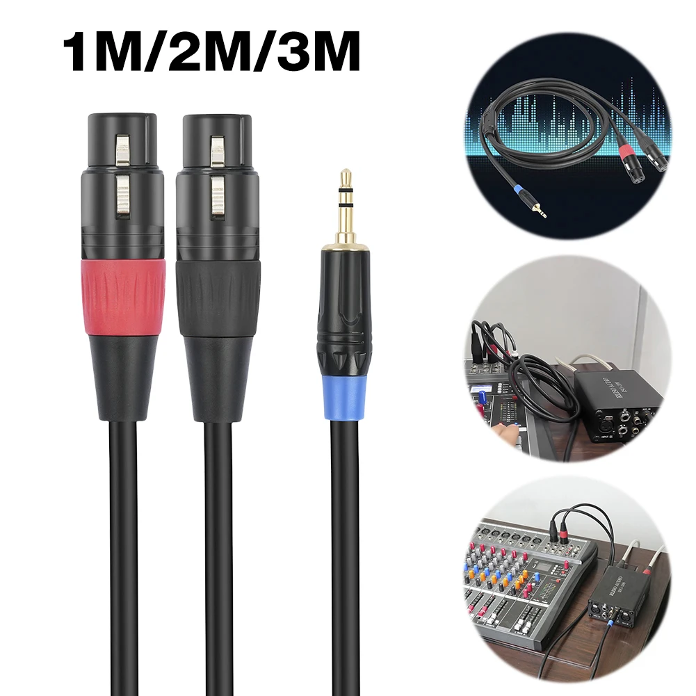1/2/3M 3.5 مللي متر 3Pin مهائي كابلات ذكر إلى أنثى 3.5 مللي متر إلى المزدوج XLR اندلاع المكونات 1/8 بوصة مقبس صغير إلى 2 XLR Y الفاصل محول