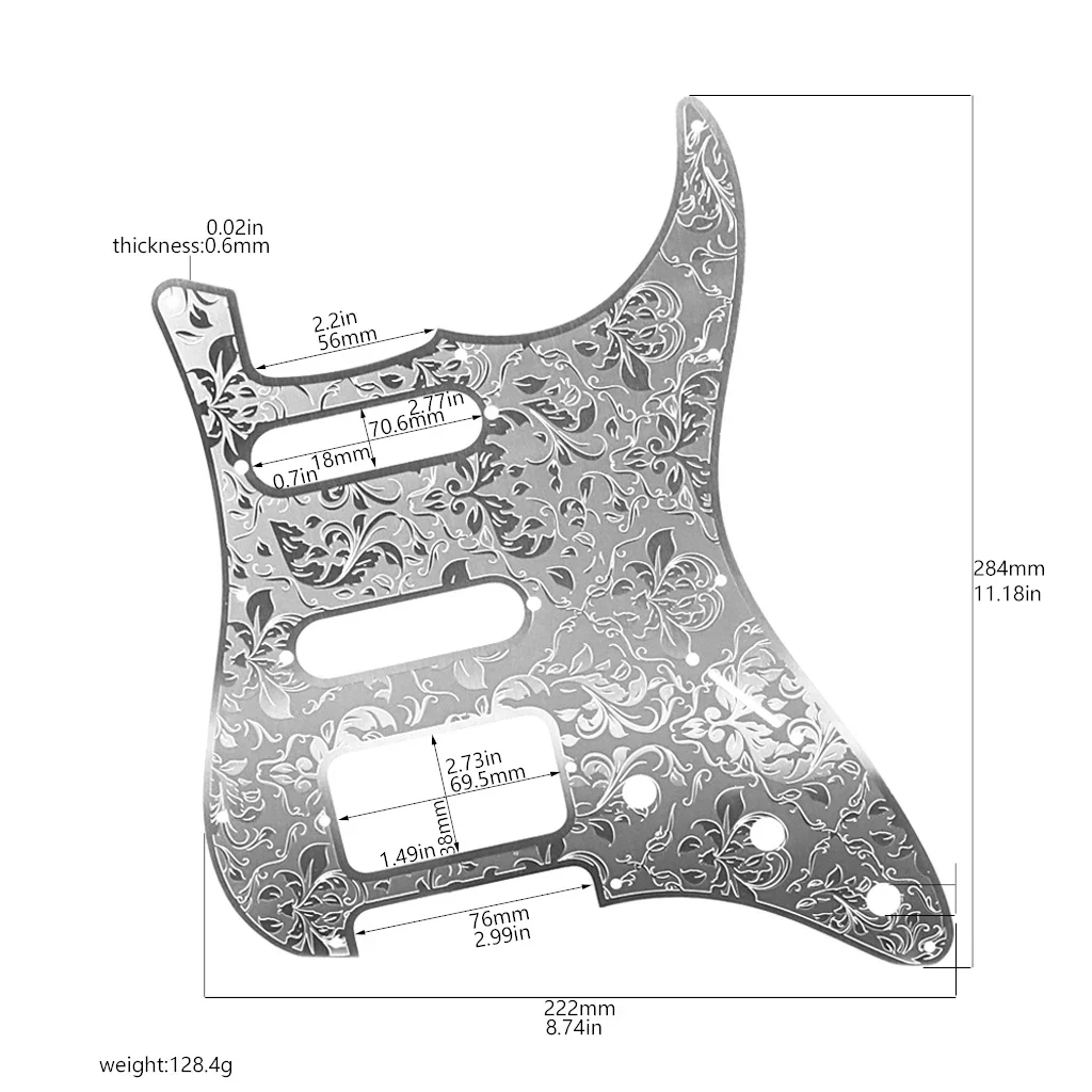 1x Guitar Pickguard SSS/SSH Pick Guard Carved Pattern  Metal 11 Holes  for Strat Electric Guitar  Parts 3 styles available