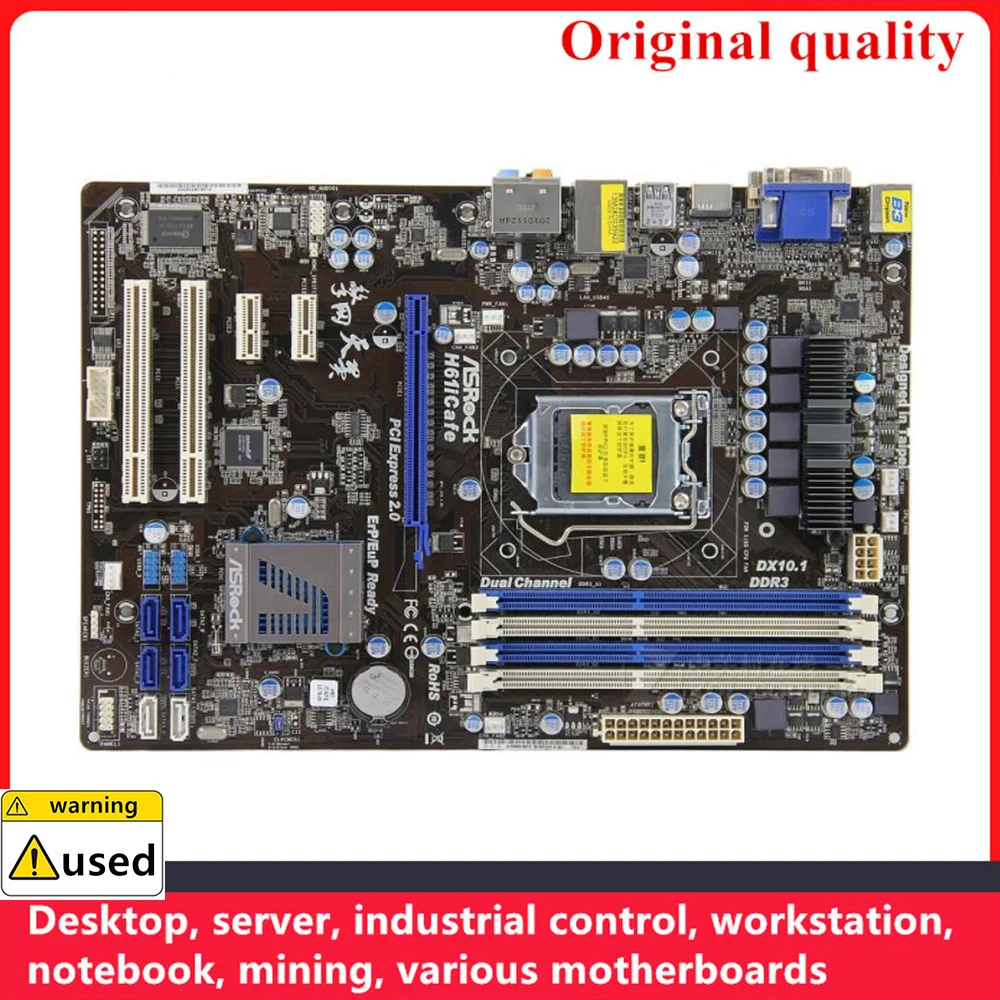 

Used For ASROCK H61iCafe Motherboards LGA 1155 DDR3 16GB ATX For Intel H61 Desktop Mainboard SATA II USB2.0