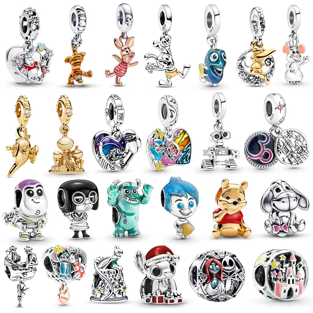 Disney Winnie the Pooh Charm Fit Original Bracelet Jewelry Women Clownfish Infinity Gem Pendant Heart Piggy Pije Beads DIY Gift