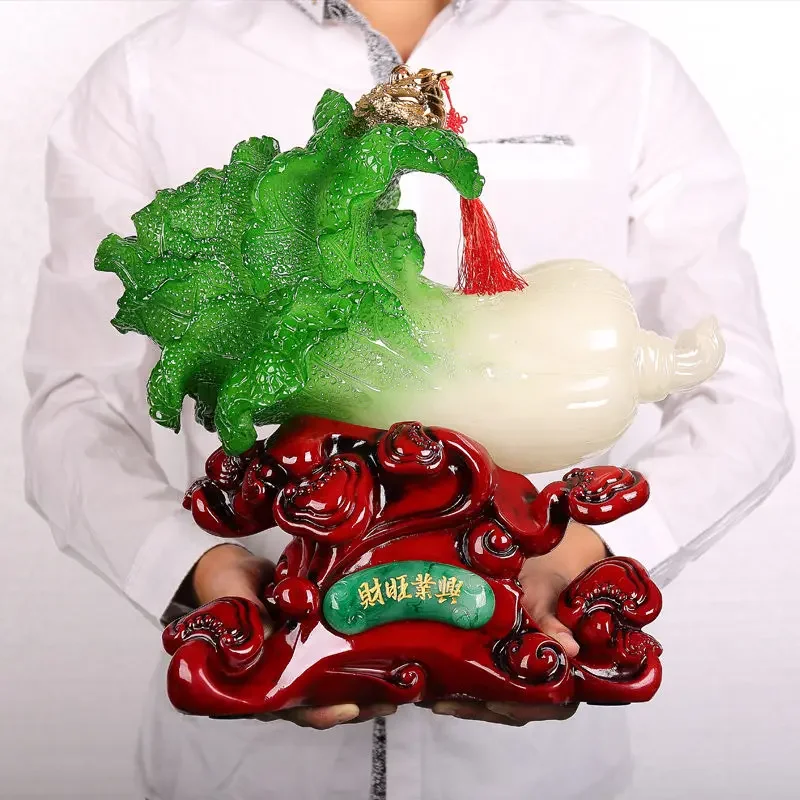 

Fengshui Wealth Attract Zhaocai Jade Cabbage Ornaments Golden Toad Baicai Handicrafts Home Decorations Housewarming Opening Gift