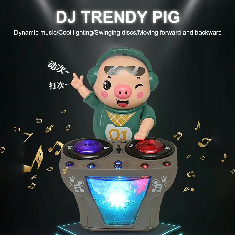 Electronic DJ Rock Piggy Waddles Dances Musical Toy Toddler Light Music Toys Cute Swing Dancing Piggy Toy For Baby Children Gift