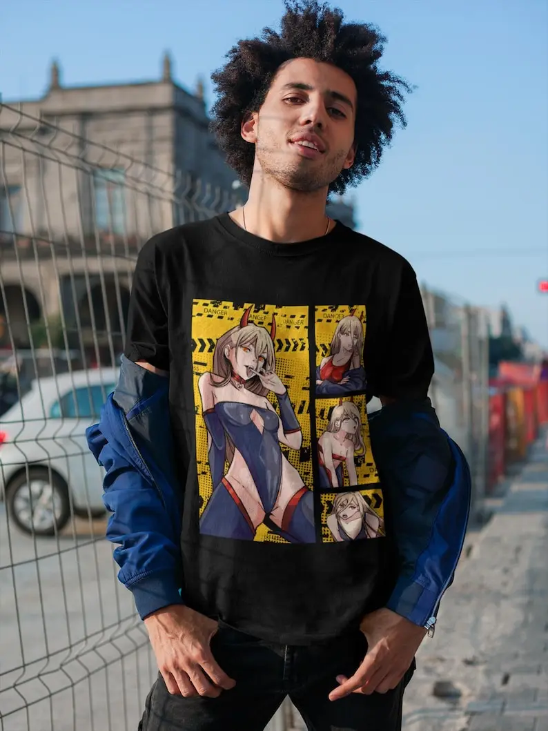 البطل الداكن-تي شيرت ياباني للرجال والنساء ، نمط المانجا الحديث ، الثقافة الحضرية في طوكيو ، الشيطان ، اليابانية ، صياد الخيال الداكن ،