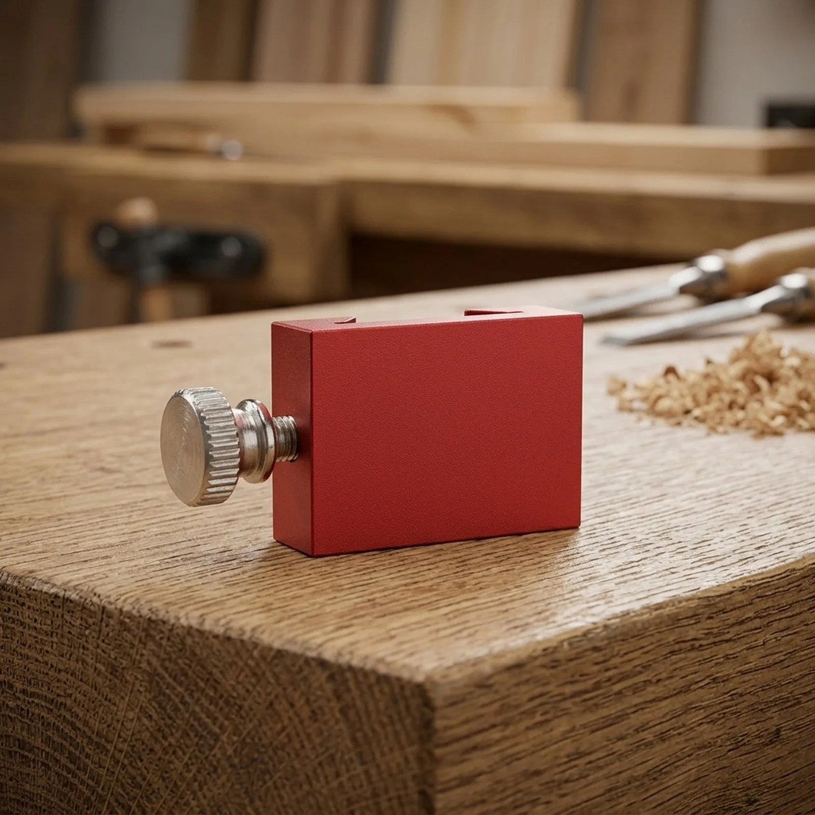 Anodized Aluminum Measuring Block with Metric Scale for Straight Edge Support and Consistent Layout in Woodworking Projects