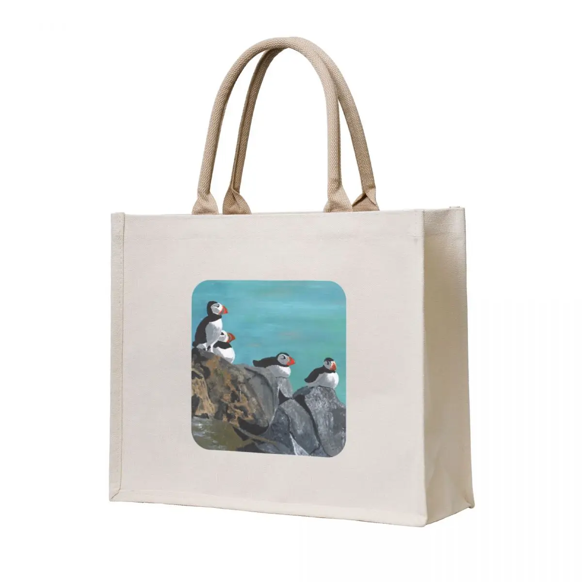 

A group of Puffins on Rocks Tote Bag Portable shopping bag Gift bags shopper bag women Candy bags