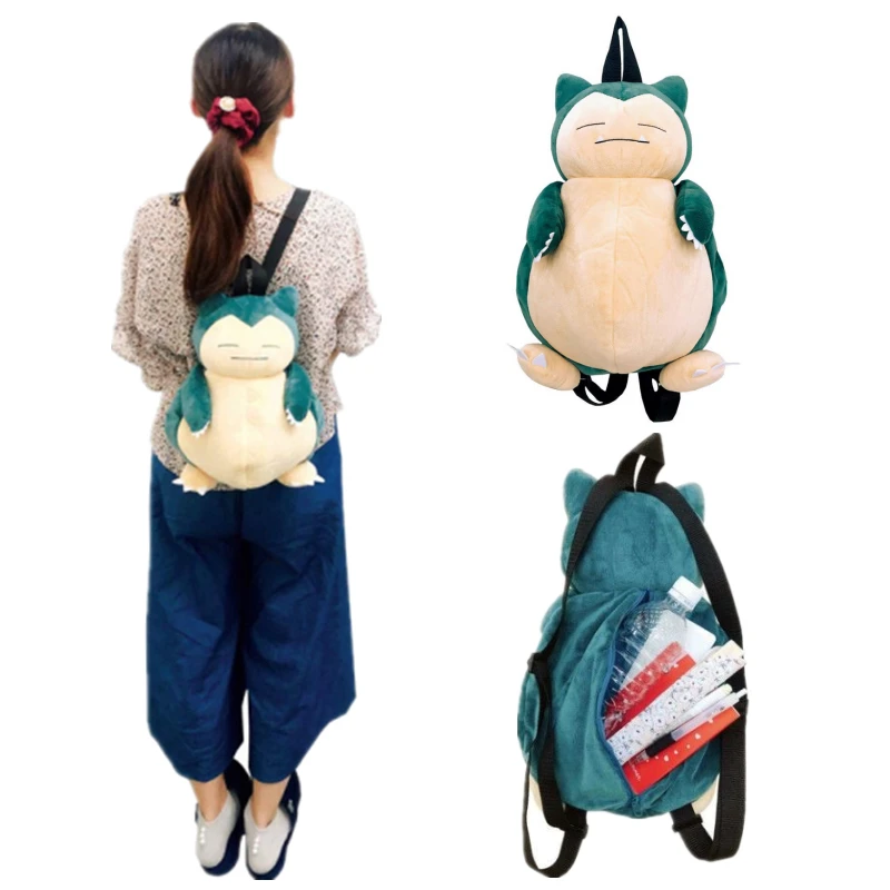 Śliczne Snorlax Eevee plecak Kawaii pluszowa torba tornister para plecak rekwizyty do Cosplay świąteczne prezenty dla dziewczyny chłopiec dziecko dzieci