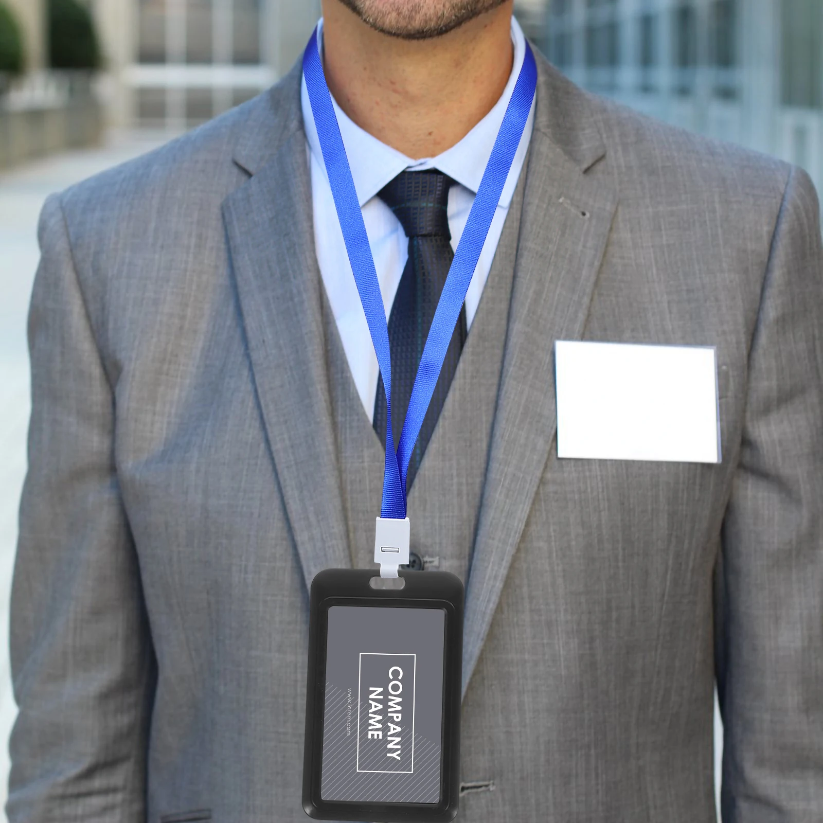 

5Pcs Pushable Sliding Cover Id Badge Holder Lanyard Waterproof Credentials Holder for Office School Bus Pass PP Cover