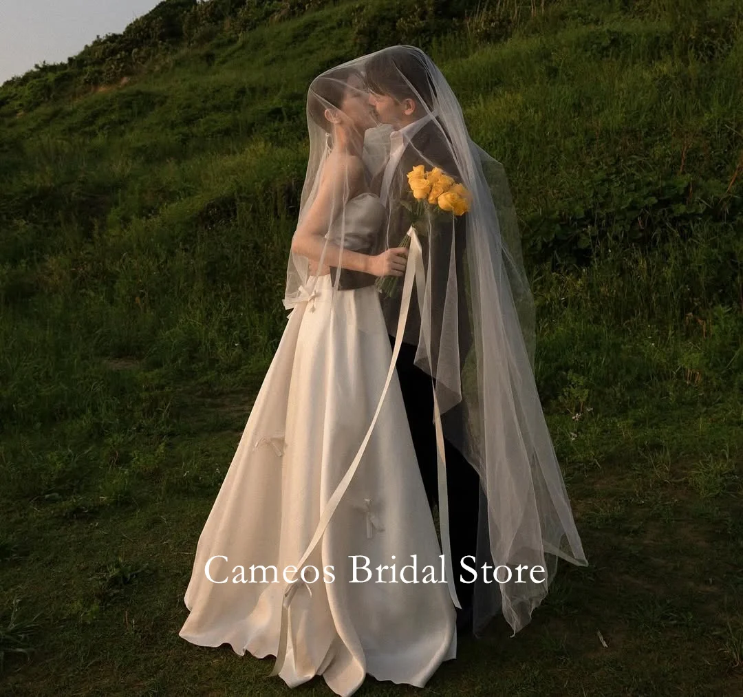 SONDR Customized Wedding Dresses Sleeveless  Ivory Strapless  Korea Satin Corset  A-Line  Brides Gowns Women Bridal Dresses