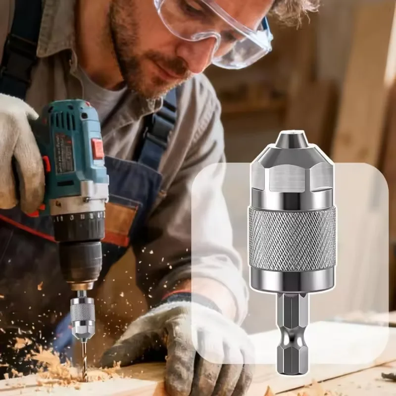 Professional Converter Impact Driver Keyless Screwdriver 0.3-6.5mm Hex Shank Chuck Quick Change Pneumatic Drill Chuck Drill Bits