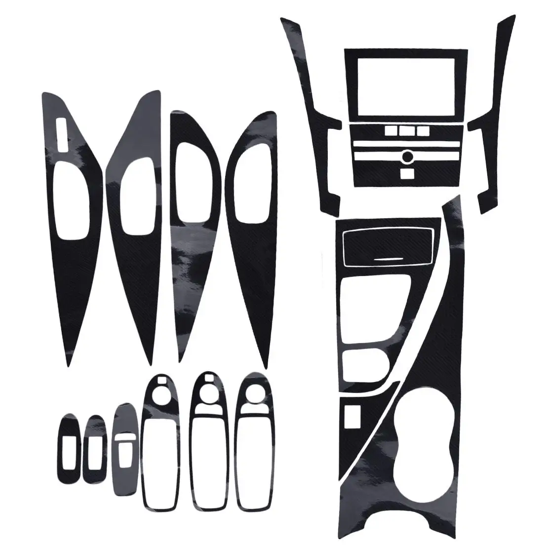 

Car 5D Black Carbon Fiber Style Interior Decoration Sticker Trim Cover Set Fit for Infiniti Q50 2014-2019