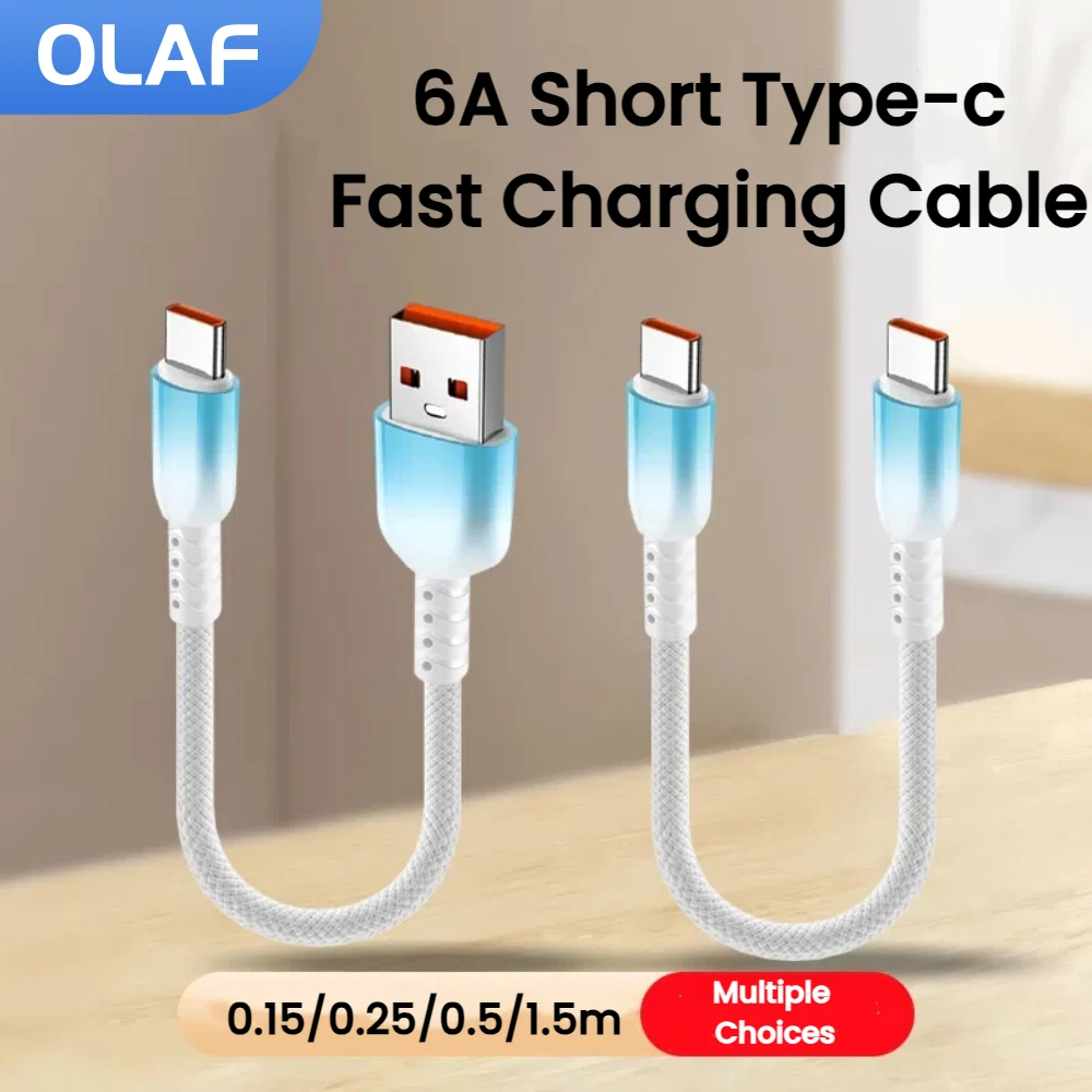 

0.15/0.25/0.5/1.5M Short Cable 66W 6A USB C To Type C Cable Fast Charging Elbow Gradient USB C Cable For iPhone 15 16 Samusung